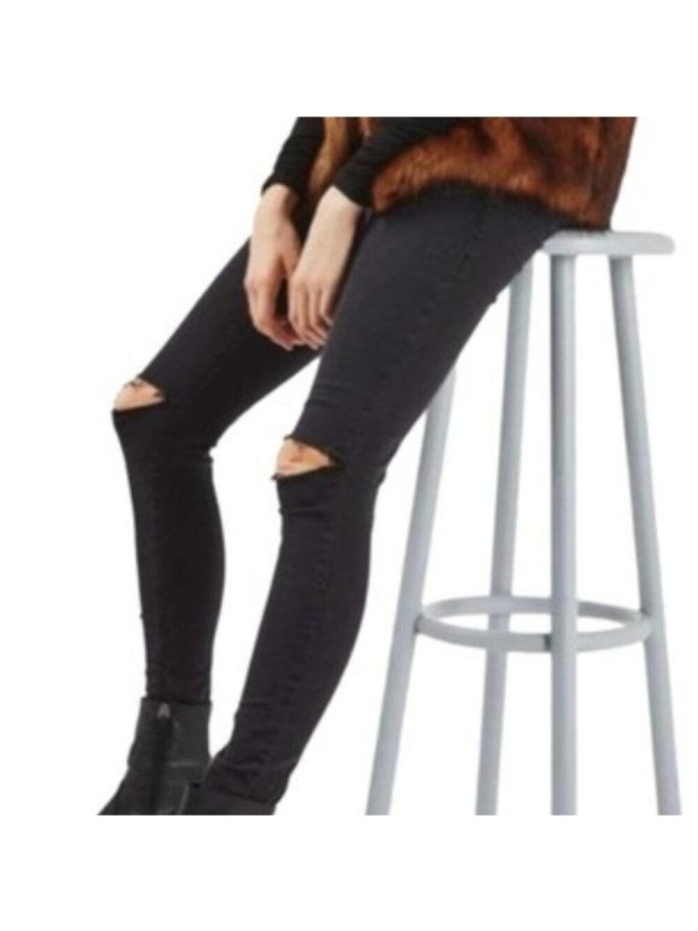 TopShop Ripped Distressed Moto Leigh Knee Slit Jeans
